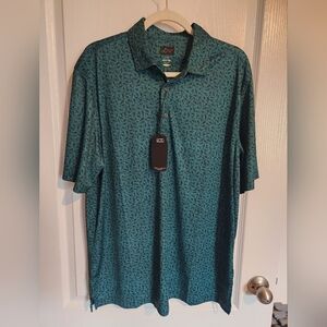 NWT Greg Norman Green Shark Polo Shirt Large UPF Short Sleeve Golf Athleisure Lg